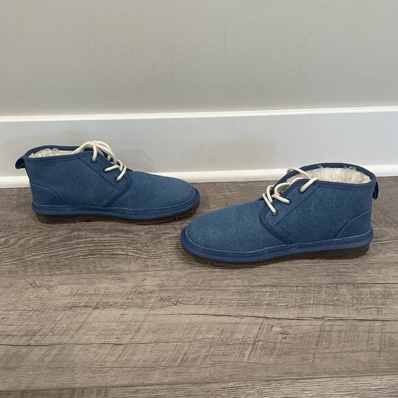 UGG Neumel Ankle Boots Mens 9 Blue Natural Canvas Indigo NEW - Picture 7 of 9